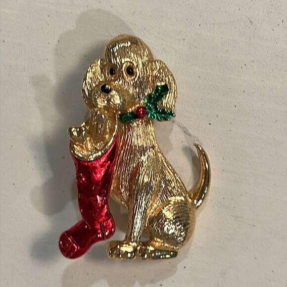 Brooches Winter Christmas Theme Vintage Pins Wreath Snowman Santa Dog Stocking - Picture 4 of 12